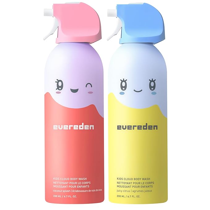Evereden Kids Cloud Body Wash Duo - Gentle, Nourishing Toddler Body Wash for Delicate Skin, Coconut Splash & Juicy Citrus Scents, Creamy Hydrating Formula, 2 Pack (6.7 fl oz Each) - Bloomnest