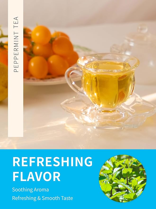 TeeLux Peppermint Tea Bags, Natural Peppermint Herbal Tea, Refreshing & Soothing Mint Tea, Caffeine Free, 100 Count - Bloomnest