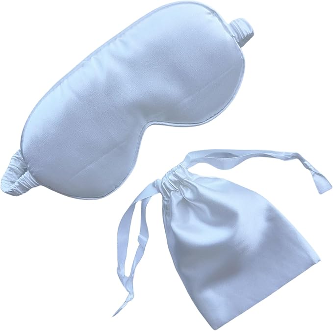 Silk Eye Mask for Sleeping - Satin Eye Cover with Silk Storage Bag White - Bloomnest