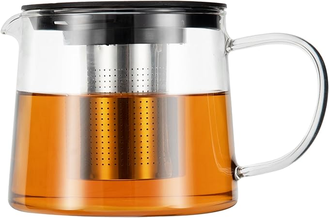 Glass Teapot 51oz/1500ml with Removable Stainless Steel Infuser Tea pot, Heatproof Borosilicate Glass Tea Make, Stovetop Safe Glass Tea Kettle for Loose and Blooming Leaf Tea - Bloomnest