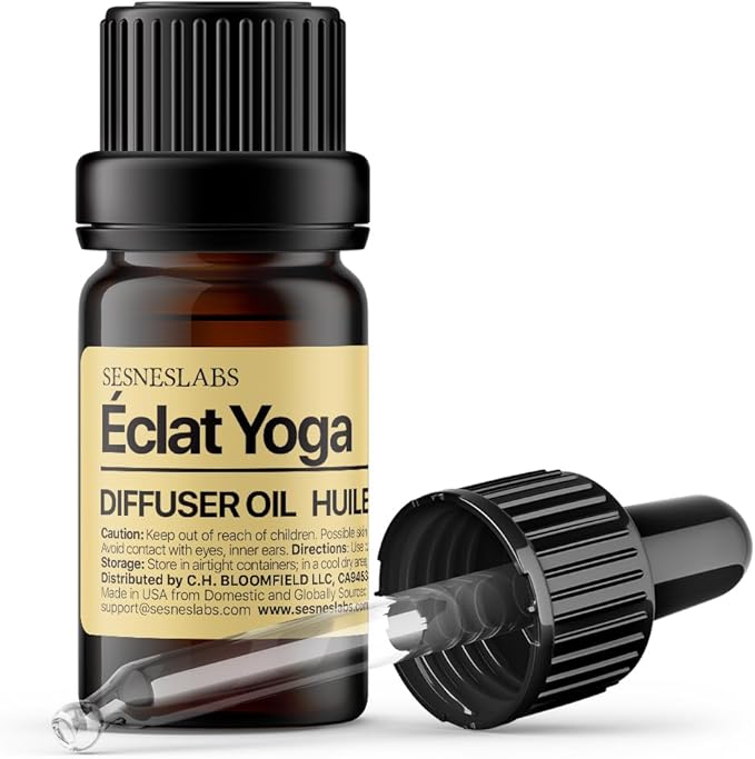 Éclat Yoga Diffuser Oil, Cosmopolitan Yoga Selection,Italian Lemon/Bergamot, Pear, Basil, Ginger Flower, Musk Essential Oils Blend for Ultrasonic Diffuser (.33 oz/10 ml) - Bloomnest