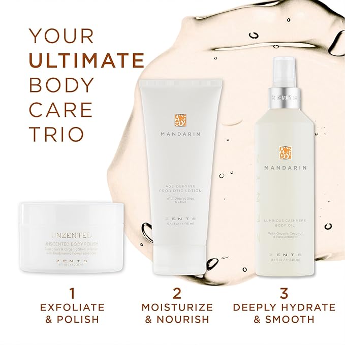 Zents Luminous Cashmere Body Oil (Travel Size - Mandarin Fragrance) | Moisturizing Body Oil with Vitamin E & Organic Coconut Oil | Softens & Smooths Skin | 1 fl oz | TSA Approved - Bloomnest