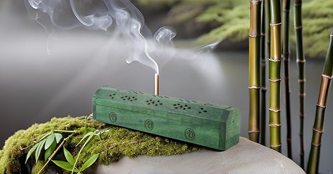 Wooden Incense Stick & Cone Burner Holder Coffin with Storage Compartment Organic Eco Friendly Ash Catcher Agarbatti Holder Rustic Style for Meditation Yoga Aromatherapy Home Fragrance Product - Bloomnest