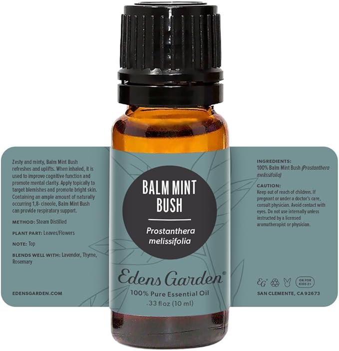 Edens Garden Balm Mint Bush Essential Oil- 100% Pure Premium Grade, Undiluted, Natural, Therapeutic, Aromatherapy, The Best for Diffuser, Skin, Laundry, Humidifiers 10 ml (.33 fl oz) EdensGarden