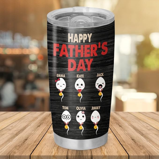 Custom Gifts for Dad with Kids Names Personalized Funny Fathers Day Tumbler from Daughter Son Wife Daddy Gifts from Kids for Fathers Day Birthday 20oz Cup with Lid Vacuum Insulated Travel Coffee Mug - Bloomnest