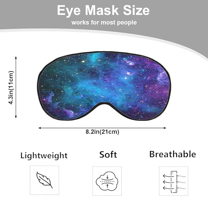 Galaxy Stars Silk Eye Mask Sleep Mask Abstract Space Blue Purple Nebula Starry Sky Eye Mask with Adjustable Strap Lightweight for Women Work Travel Night Sleep - Bloomnest