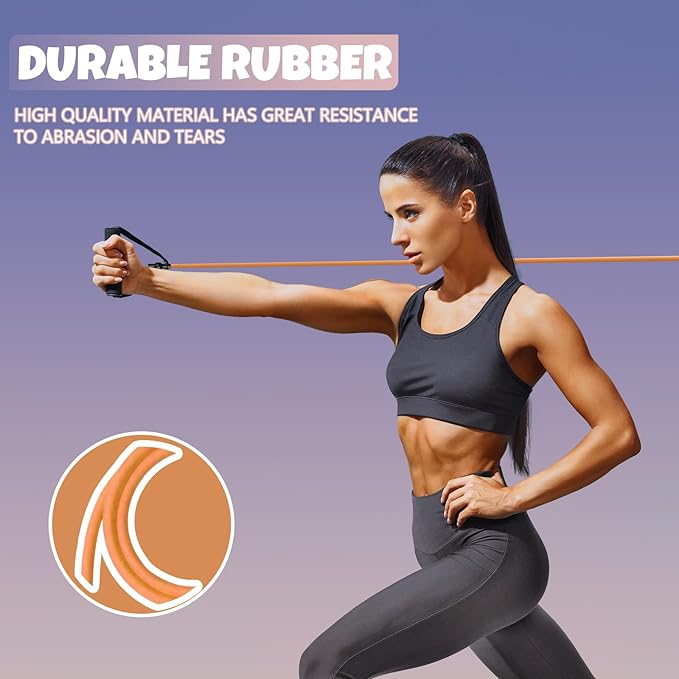 RitFit Single Resistance Exercise Band with Comfortable Handles - Ideal for Physical Therapy, Strength Training, Muscle Toning - Door Anchor and Starter Guide Included - Bloomnest