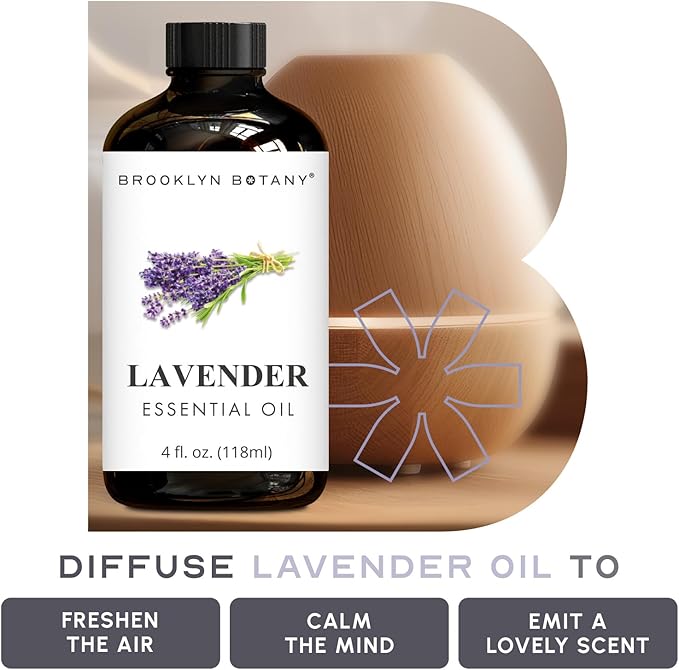 Brooklyn Botany Lavender Essential Oil - Huge 4 Fl Oz - 100% Pure and Natural - Premium Grade with Dropper - for Aromatherapy and Diffuser - Bloomnest