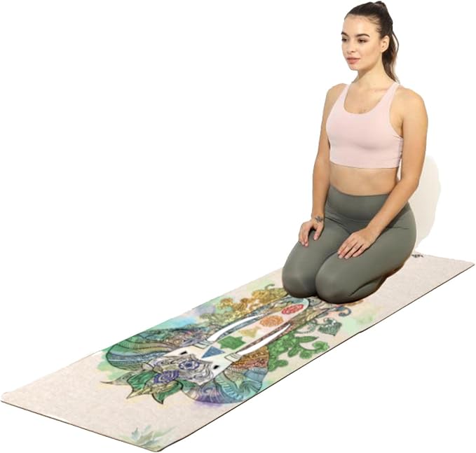 Shakti Warrior Pro Hemp Mat - Artist Designed, Premium Printed Eco-Friendly Non-Slip mat, Great for Regular & Hot Yoga, Pilates, Workouts 72 inch x 24 inch x 3mm Thick