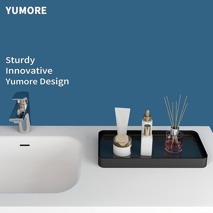 YUMORE Counter Organizer for Bathroom Decor,Bathroom Organizer Countertop,Tempered Glass Storage Shelves, Makeup Tray for Vanity & Bathtub (1 Tier-Pro Max) - Bloomnest
