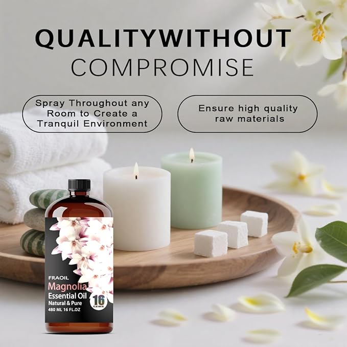 Magnolia Essential Oil, Magnolia Oil 16 Fl Oz 480 ML for Diffuser Humidifier Yoga Cleaning DIY Candle Soap Making Perfume Gift for Women Essential Oils - Bloomnest