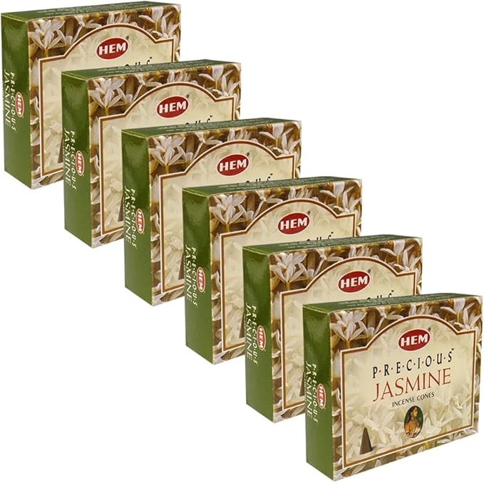 TRUMIRI Incense Cone Holder Bundle with Hem Precious Jasmine Incense Cones - Pack of 6 (Approx 60 Cones) TRUMIRI