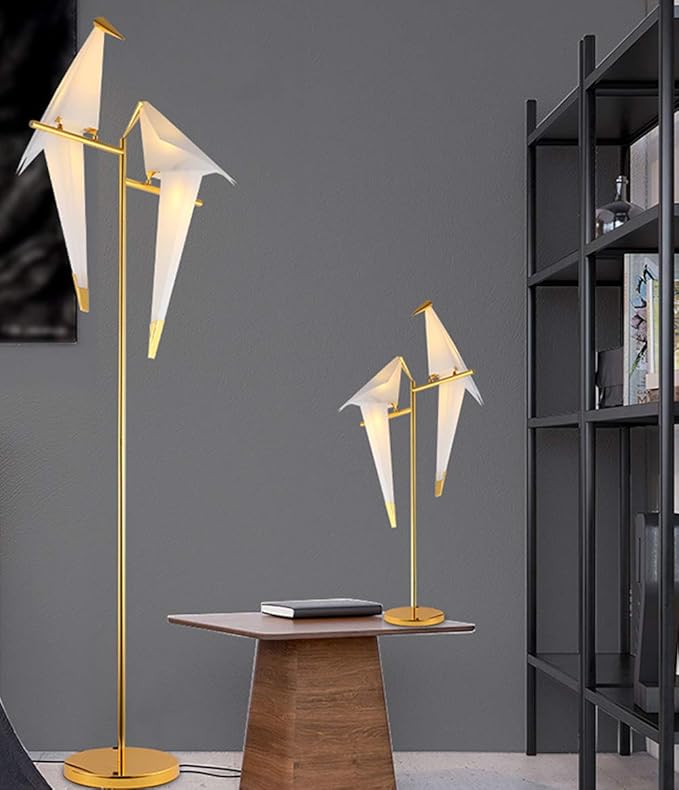 MORE CHANGE 68In Modern LED Floor Lamp, Bird Floor Light Gold Metal Fixtures for Living Room Bedroom Dinning Room Office (2 Birds) - Bloomnest