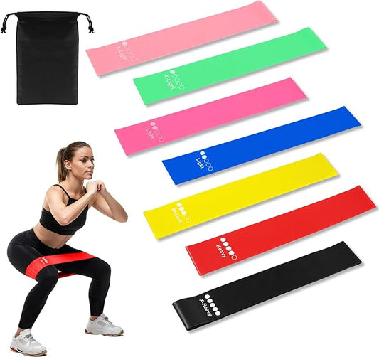 7 Pack Elastic Resistance Bands Set, Multi-Colored Workout Bands, Different Levels Exercise Band for Indoor and Outdoor Workouts, Glute and Leg Strength Training, Pilates and Yoga Practice - Bloomnest