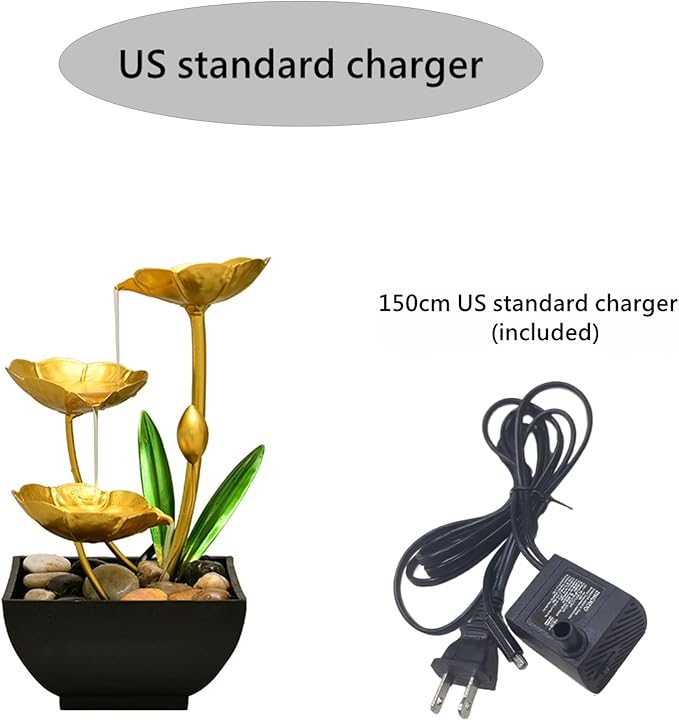 Gold Tabletop Water Fountain, Desktop Waterfall, Indoor Lotus Desktop Decorative Fountain, Home Bathroom Bedroom Decor. - Bloomnest