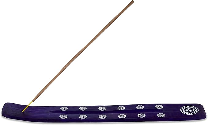 Bless-International Traditional-Handmade-Burner Wooden-Incense-Stick-Holder Ash-Catcher-Stand for-Aromatherapy-Meditation-Yoga (Heavens Blue) 10 Inches, Pack of 1 - Bloomnest