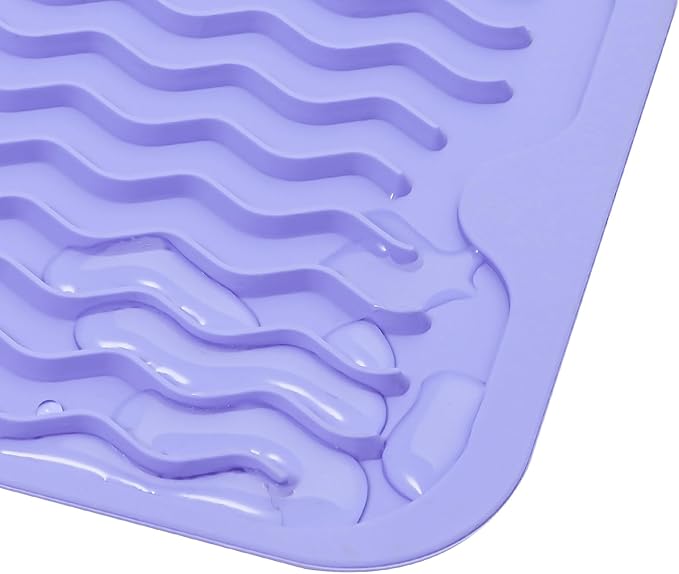 Silicone Dish Drying Mat for Multiple Usage,Easy clean,Eco-friendly,Heat-resistant Silicone Mat for Kitchen Counter,Sink,Bar,Bottle,or Cup Light Purple M 17 inches x 6 inches - Bloomnest