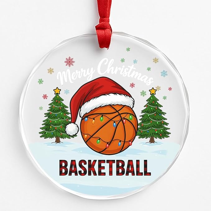 Basketball Glass Ornament – Handcrafted Hanging Decoration, Elegant Keepsake with Unique Basketball Design, for Home, Holiday Tree, or Special Occasion - Bloomnest
