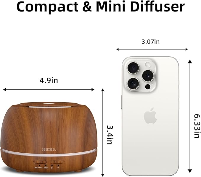 300ML Essential Oil Diffuser with Remote Control,7 LED Colour Lights,4 Timer, Quiet,Ultrasonic Aromatherapy Diffuser for Bedroom, Living Room, Desk,Office - Bloomnest