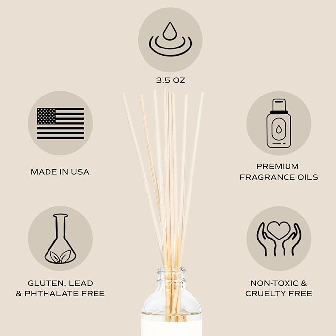 Sweet Water Decor Wildflowers and Salt Reed Diffuser Set - Lemon, Rosemary, and Leafy Green Scented Diffusers - Scent Diffusers for Home, Long Lasting Fragrance, Made in The USA