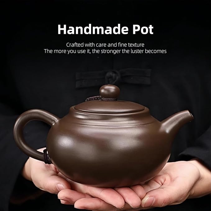 Yixing Purple Clay Tea Pot, Chinese Handmade Xishi Teapot, Pottery Zisha Sand Mud Kungfu Tea Set Kettle 14oz Zini - Bloomnest