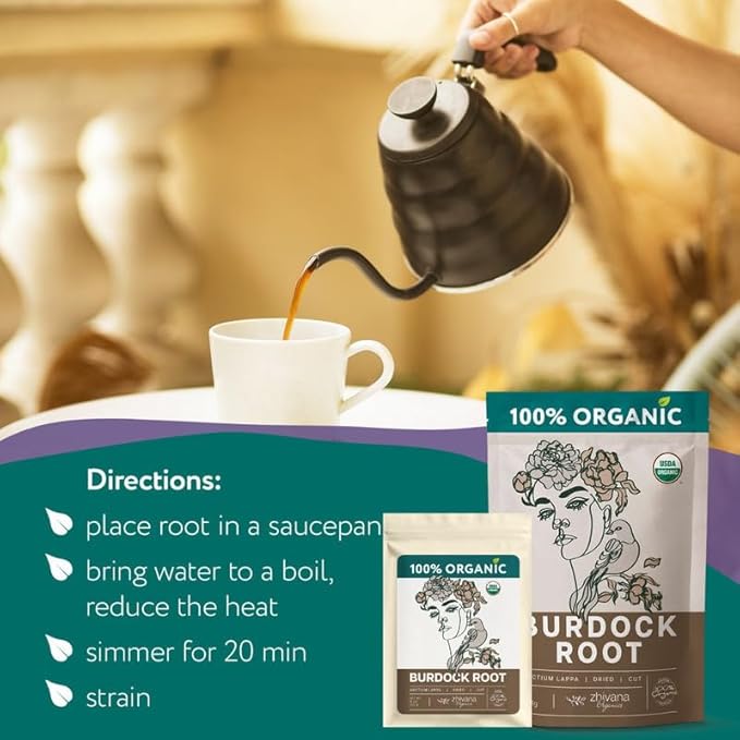 Premium Burdock Root Organic (4oz.) – Great Burdock Tea Loose - Raiz de Bardana Organica – Support Digestion, Liver, Gut Health - Bloomnest