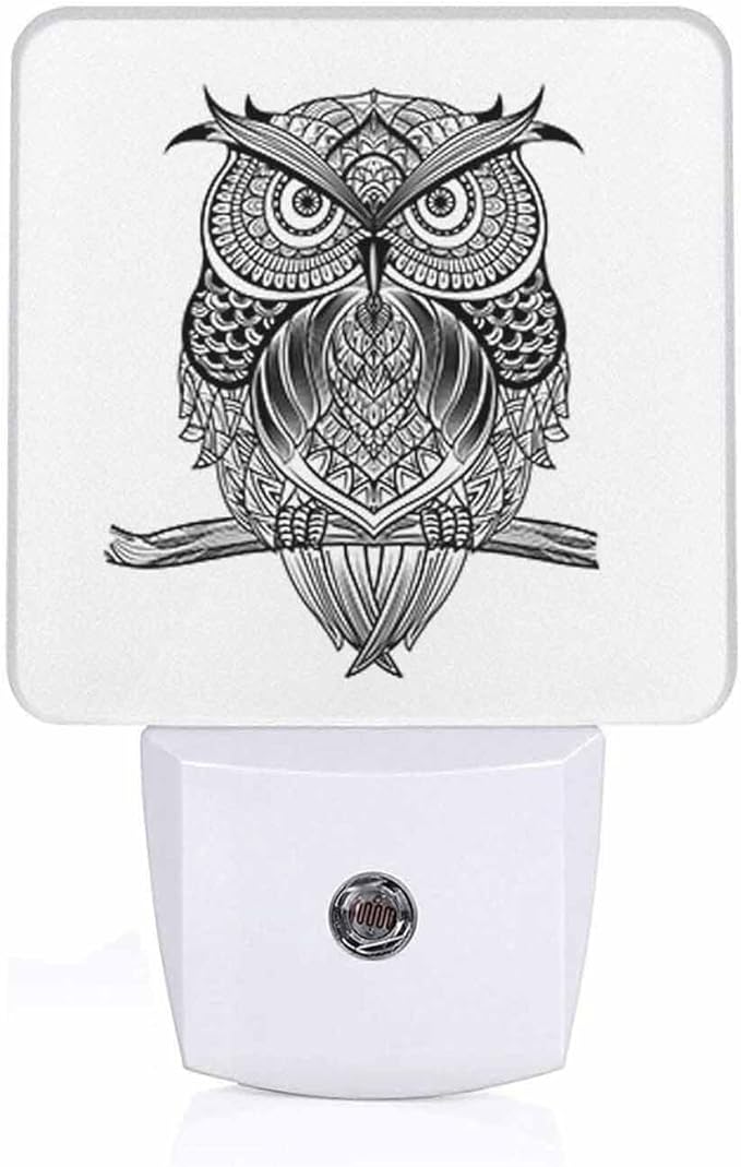 LED Night Light,Owl Sit On Branch LED Night Light Plug into Wall with Dusk to Dawn Light Sensor White Energy Efficient Nightlight for Bedroom Bathroom Hallway Living Room Kitchen - Bloomnest