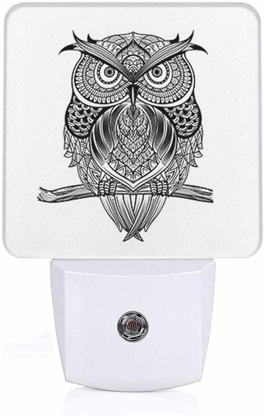 LED Night Light,Owl Sit On Branch LED Night Light Plug into Wall with Dusk to Dawn Light Sensor White Energy Efficient Nightlight for Bedroom Bathroom Hallway Living Room Kitchen - Bloomnest