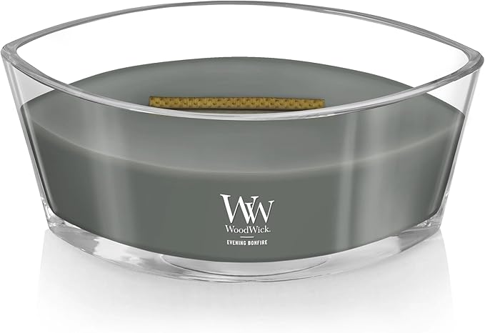WoodWick Evening Bonfire Holiday Candle Gifts for Women and Men, 16 oz Ellipse Candle with Crackling Wick - Bloomnest