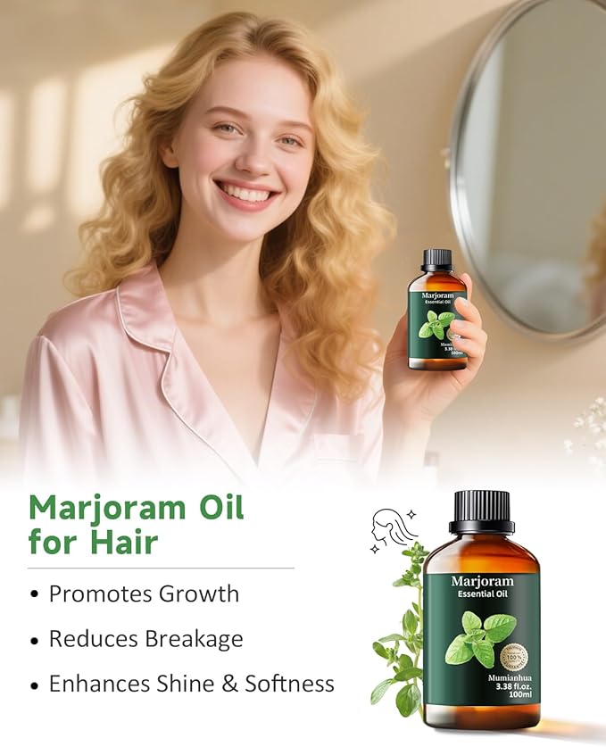 Pure Marjoram Essential Oil, Mumianhua Natural Marjoram Oil for Diffuser, Room Spray, Massage, Humidifier & Air Purifier, Skin, Soothing Comfort, Evening Ease, Outdoor Protection 3.38 Fl Oz - Bloomnest