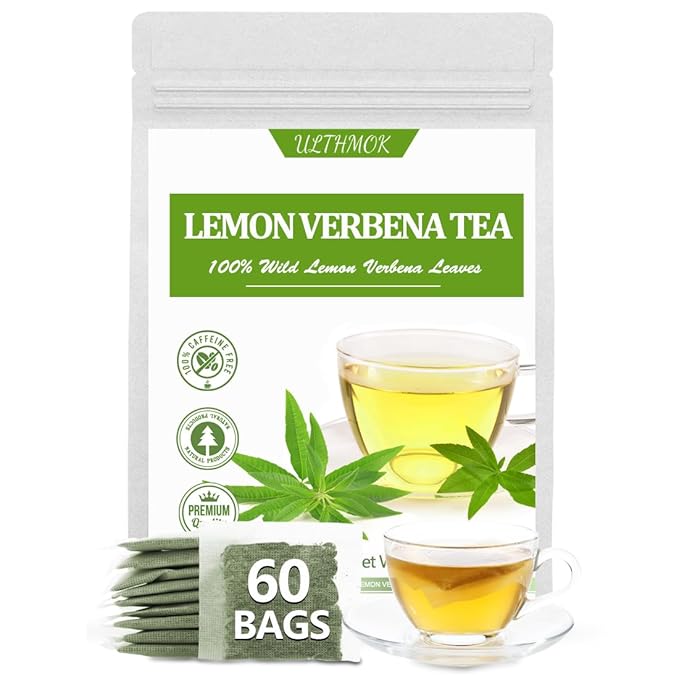 Premium 60 Lemon Verbena Tea Bags, Made with 100% Pure Lemon Verbena Leaves, No Additives & Caffeine Free. - Bloomnest