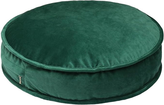 Round Floor Pillow Cover Velvet Throw Seating Pouf Yoga Meditation Cushion Plush Case Reading Room Decor Cover Only (19.7IN, Green)
