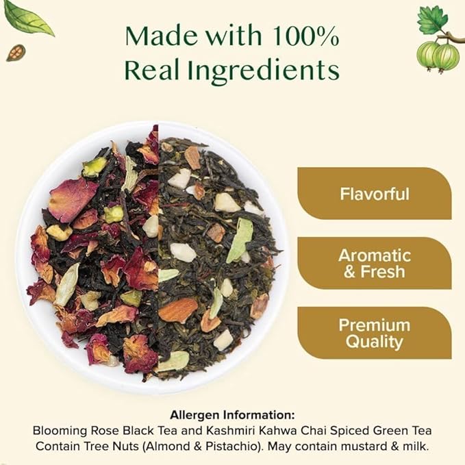 VAHDAM, World Top 20 Tea Sampler - Black, Green, Chai, Herbal & More | Assorted Loose Leaf Gift Set Variety Pack | Tea Gift Ideas for Women & Men - Bloomnest