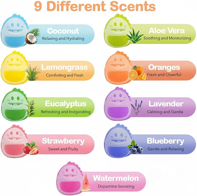 Dinosaur Bath Bomb Gift Set 9 Packs for Girls and Boys, Handmade and Nature Bath Bombs with Surprise for Kids, Perfect for Bubble Bath, Christmas Birthday Gifts for Kids Toddler Women - Bloomnest