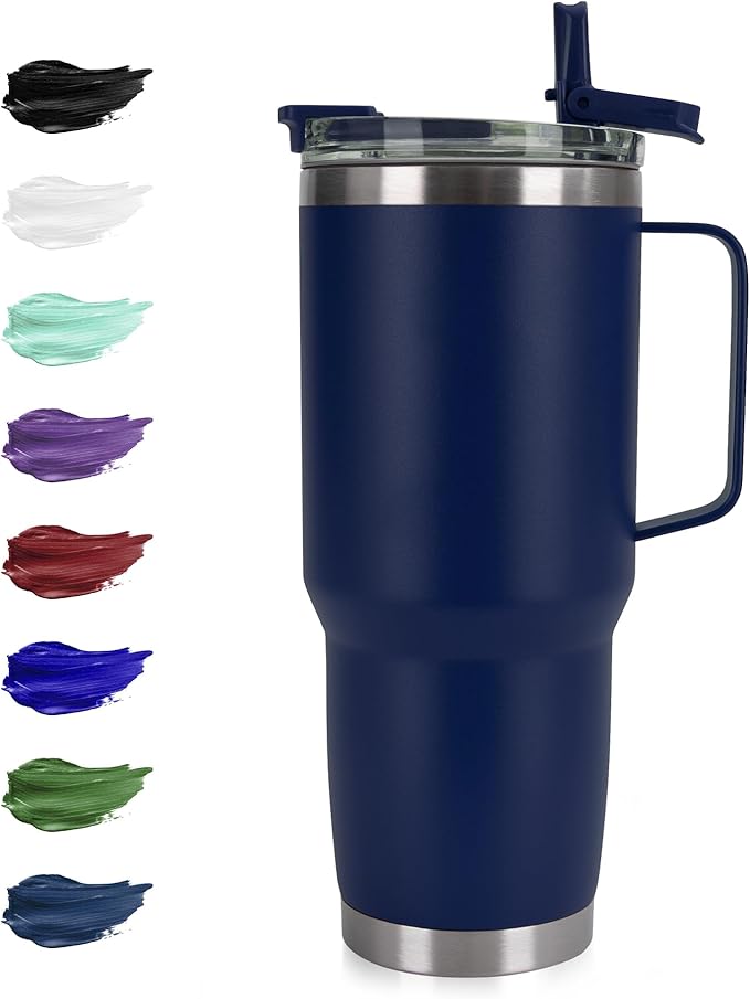 HASLE OUTFITTERS 30oz Tumbler With Handle, Insulated Travel Coffee Mug With Straw Leak-Proof Double Wall Stainless Steel Vacuum Tumblers Metal Cup with Straw for Hot and Cold Drink - Bloomnest