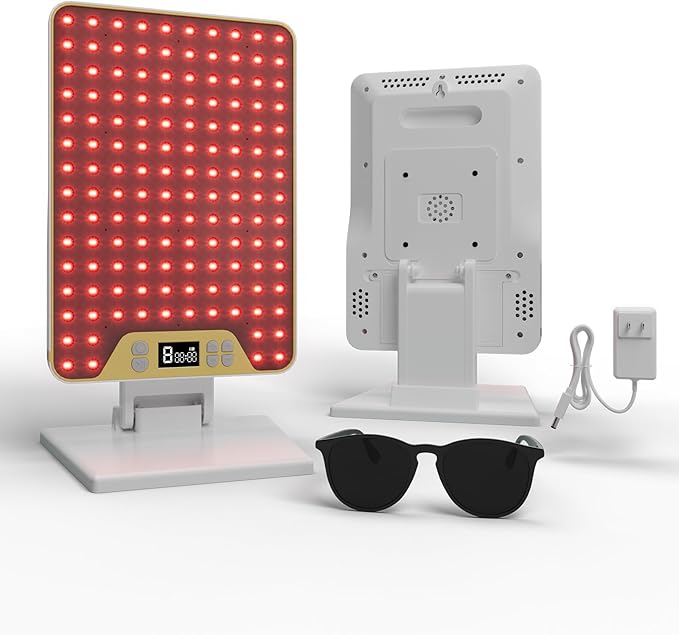 Red Light Therapy Device, Triple Chip Elite Grade LED Red Infrared Light Device with Near-Infrared Light 630nm,660nm 850nm, Ideal for Face & Body, 9 Adjustable Timer Settings, Adjustable Angle,White Bloomnest