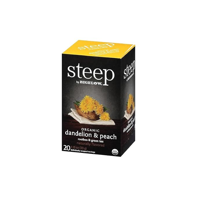 Bigelow 17715 Steep Tea, Dandelion & Peach, 1.18 Oz Tea Bag, 20/box - Bloomnest