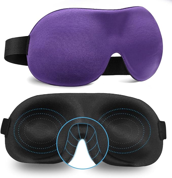Sleep Mask Invisible Alar Deep Orbit 3D Eye Mask Ultra Lightweight & Comfortable Sleeping Mask for Travel, Nap, Shift Works,XL Purple - Bloomnest