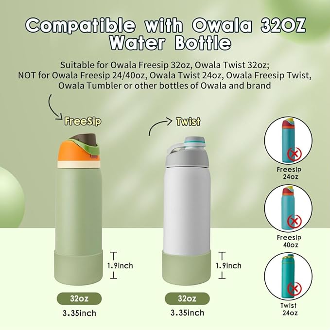 2PCS Silicone Water Bottle Boot, Compatible with Owala 24oz 32oz 40oz, Protective Anti-Scratch & Anti-Dent No Noise Sleeve Cover for FreeSip/Twist/Flip Water Bottles (Camo Cool, 32oz) BKBY