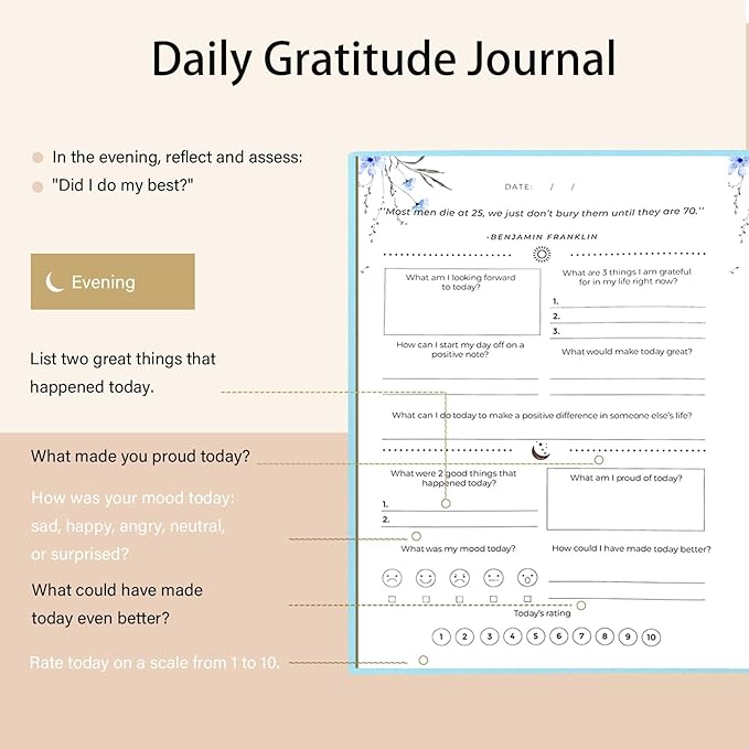Gratitude Journal for Women & Men – Daily Mindfulness Journal with Positivity Tracker, Happiness Exercises, and Guided Reflective Writing – Self-Care Journal for Personal Growth (Blue) CreinLynh