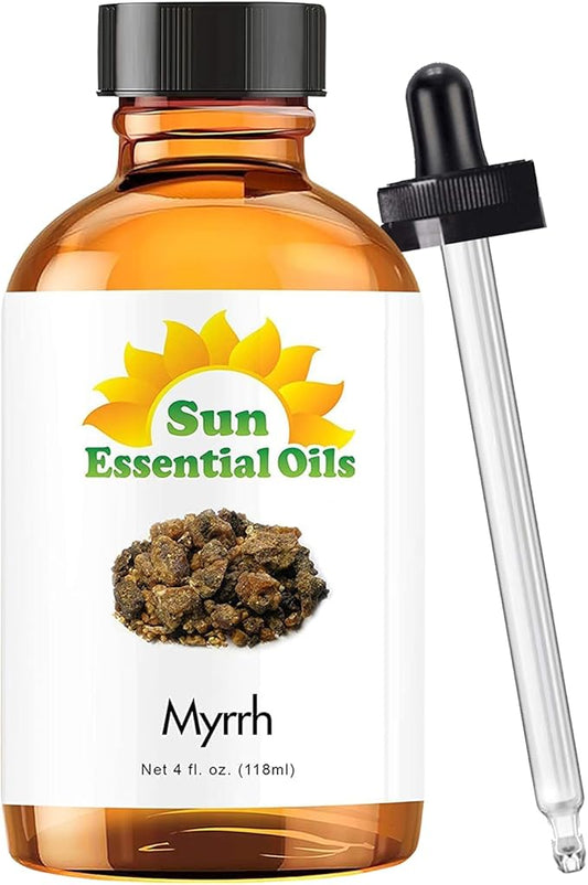 Sun Essential Oils - 4 oz Myhrr Essential Oil for Diffuser, Skin, Face, Hair & Aromatherapy Massage, Fragrance for Candle, Soap, Lotion & Shampoo Making at Home - Bloomnest