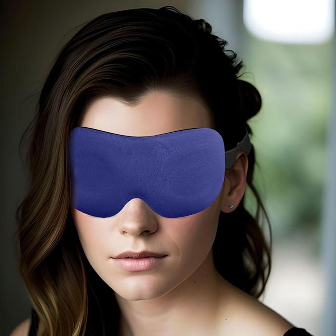 DTS Sleep Mask for Men Women Side Sleepers Eye Mask Zero Eye Lash Pressure 3D Complete Light Blocking Night Blindfold with Adjustable Strap Soft Shade Cover Sleeping Mask for Travel Nap Work Home Blue - Bloomnest