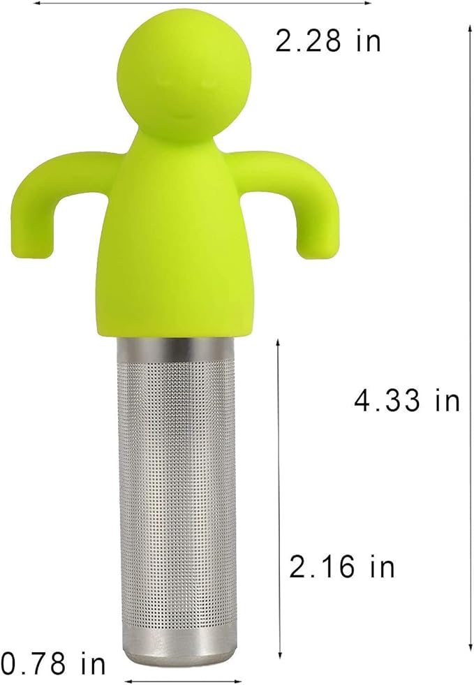 Tea Infuser for Loose Tea Extra Fine Mesh Tea Steeper with Cute Design Tea Strainer Ball with Silicone Handle for Tea Cup Mug, Stainless steel Green - Bloomnest