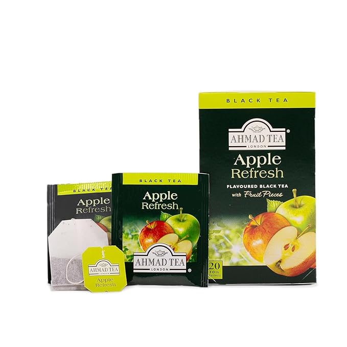 Ahmad Tea Black Tea, Apple Refresh Teabags, 20 ct (Pack of 1) - Caffeinated & Sugar-Free - Bloomnest