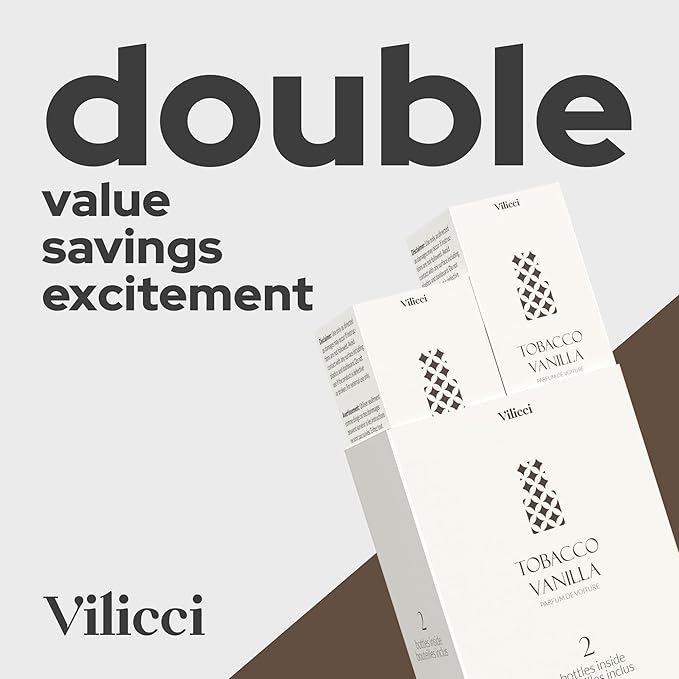 Vilicci Tobacco Vanilla Car Fragrance (pack of 2) – Premium Auto Perfume & Car Air Freshener | Sophisticated & Timeless Scent | Long-Lasting (Up to 120 Days) | Odor Eliminating | Vegan, Cruelty-Free - Bloomnest