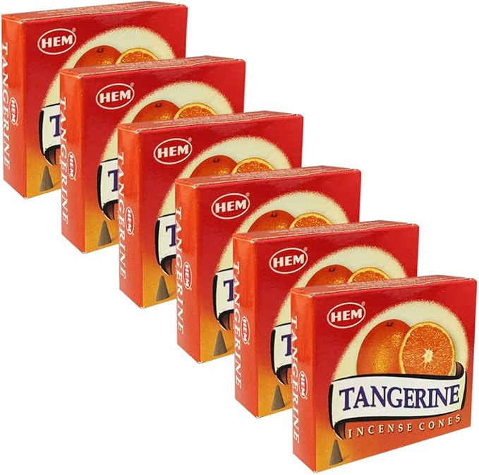 TRUMIRI Incense Cone Holder Bundle with Hem Tangerine Incense Cones - Pack of 6 (Approx 60 Cones) TRUMIRI