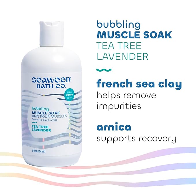 Seaweed Bath Co. Bubbling Muscle Soak, Tea Tree Lavender Scent, 12 Ounce, Sustainably Harvested Seaweed, French Sea Clay, Arnica - Bloomnest