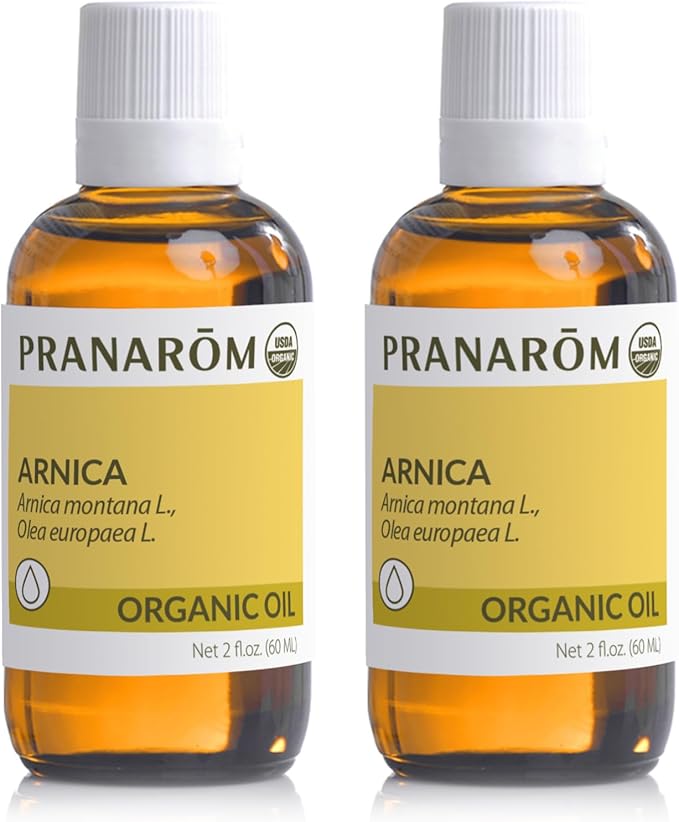 Pranarom - 2 Pack - USDA Certified Organic French Arnica Virgin Plant Oil - 2 fl oz Glass Bottle Each - Massage Oil for Body, Relaxing, Soothing for Joints & Muscles - Bloomnest