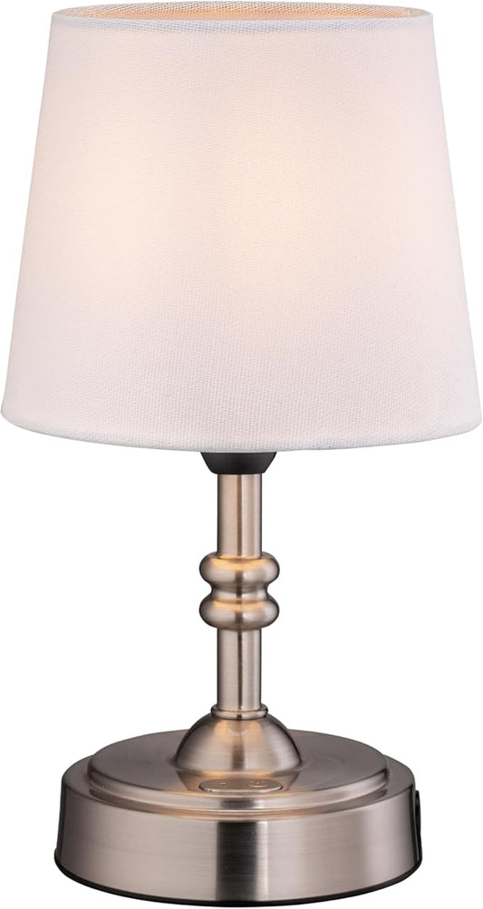 O’Bright Seraph Mini – Cordless LED Table Lamp with Dimmer, Built-in Rechargeable Battery, 3-Level Brightness, Patio Table Lamp, Bedside Night Lamp, Ambient Light for Restaurant, Brushed Nickel - Bloomnest