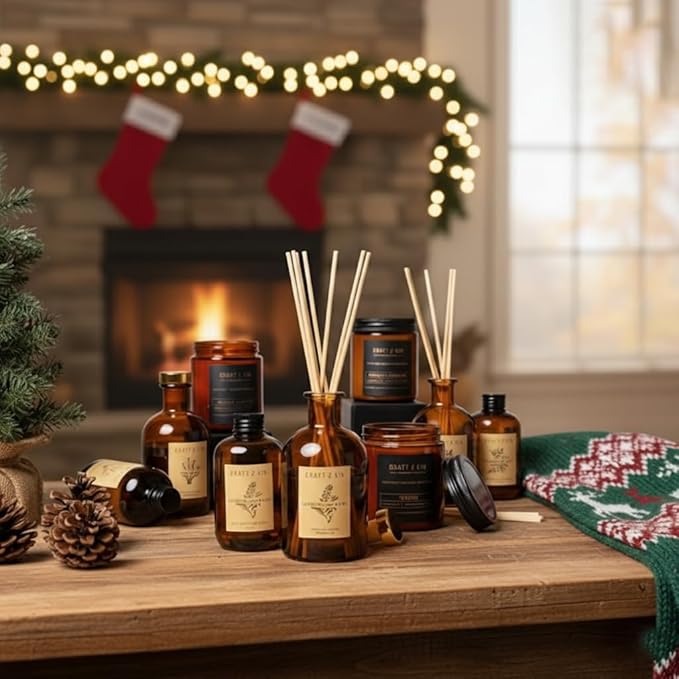 Craft & Kin Sage, Orange Blossom & Lotus Reed Diffuser | All Natural Essential Oil & 8 Rattan Scent Sticks | Reed Diffusers for Home, Bathroom | Long Lasting Home Fragrance in Amber Glass, 5.75oz CraftKin